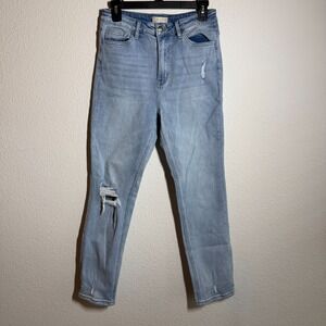 Altar'd State Jeans Womens 28 Blue Light Wash Denim‎ Distressed Straight Leg